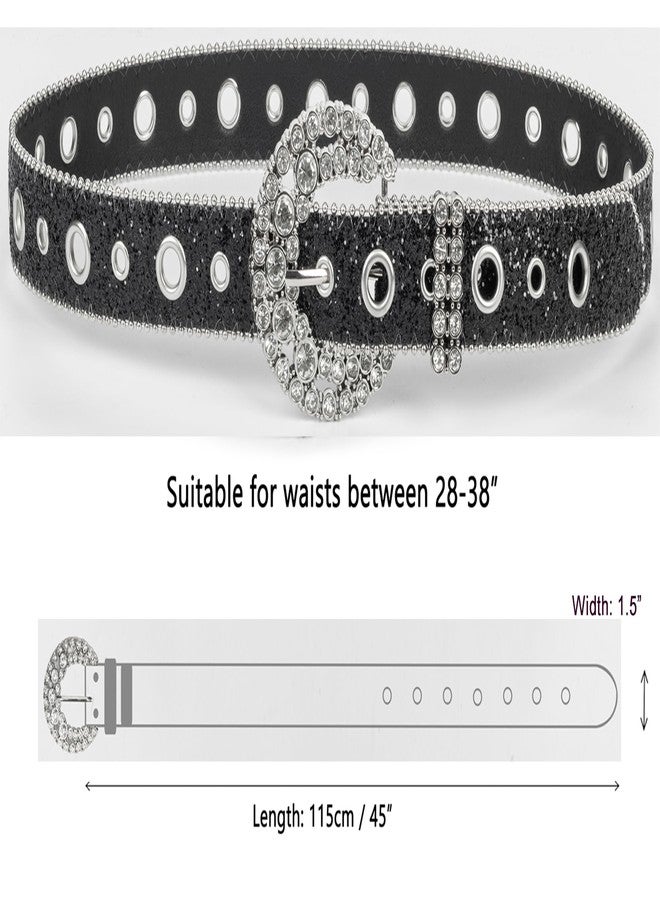 Vikodah Women Western Rhinestone Buckle Belt Fashion Cowgirl Cowboy Bling Studded Diamond Punk Waistband - Image 4